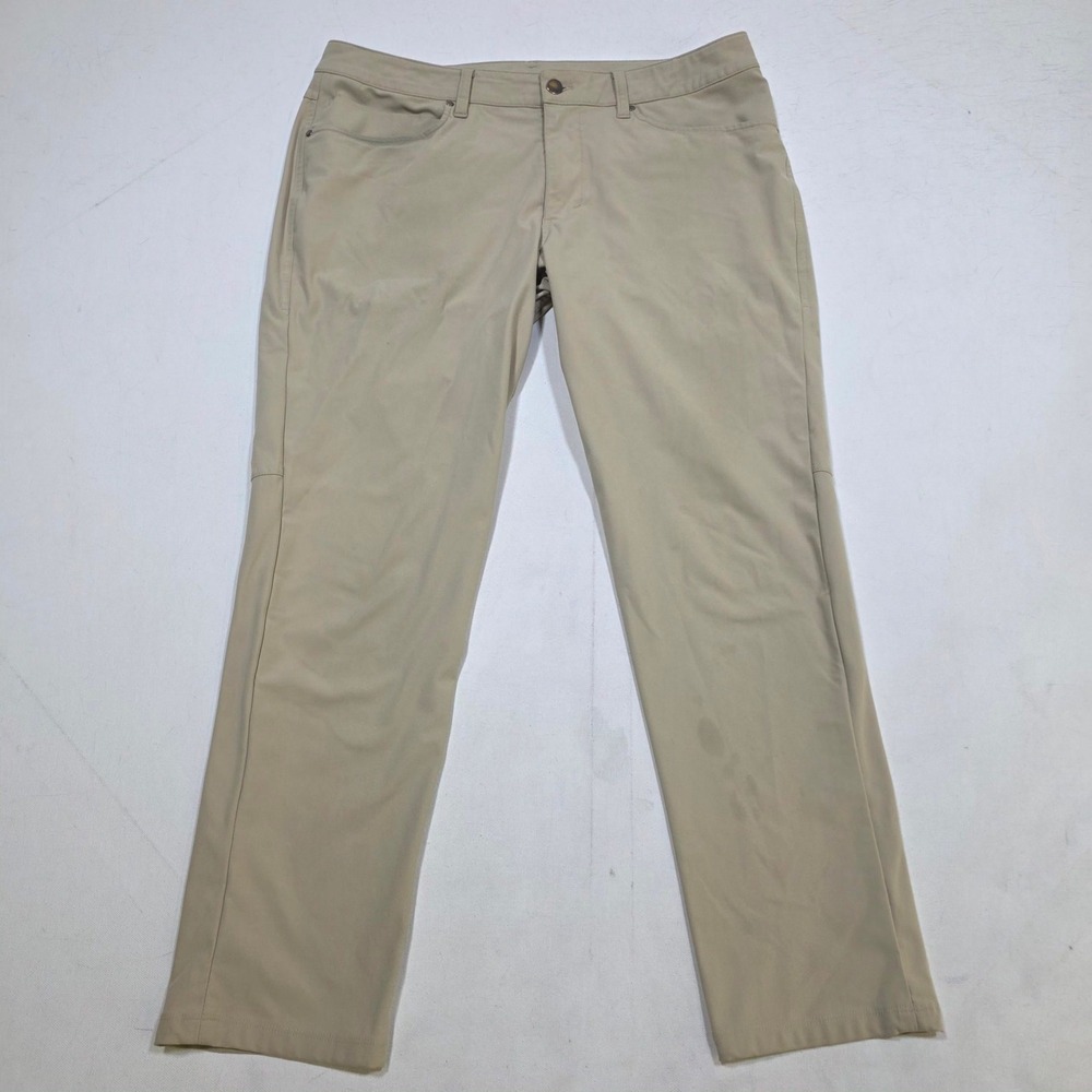 Lululemon ABC Pant Slim Mens 34 Khaki Tan Warpstreme Technical Commuter Trousers